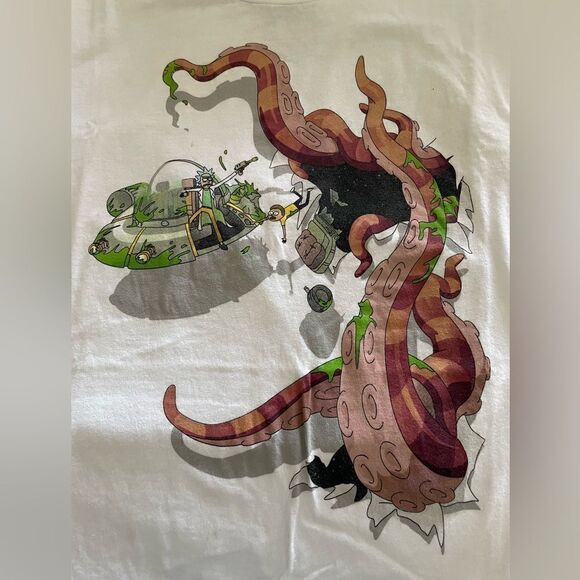 Rick & Morty Adult Swim White Alien Graphic Short Sleeve T-Shirt Adult Size XL - Picture 4 of 4